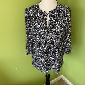 Croft & Barrow Flower Pattern Knit Top with Flounce Bell Sleeves